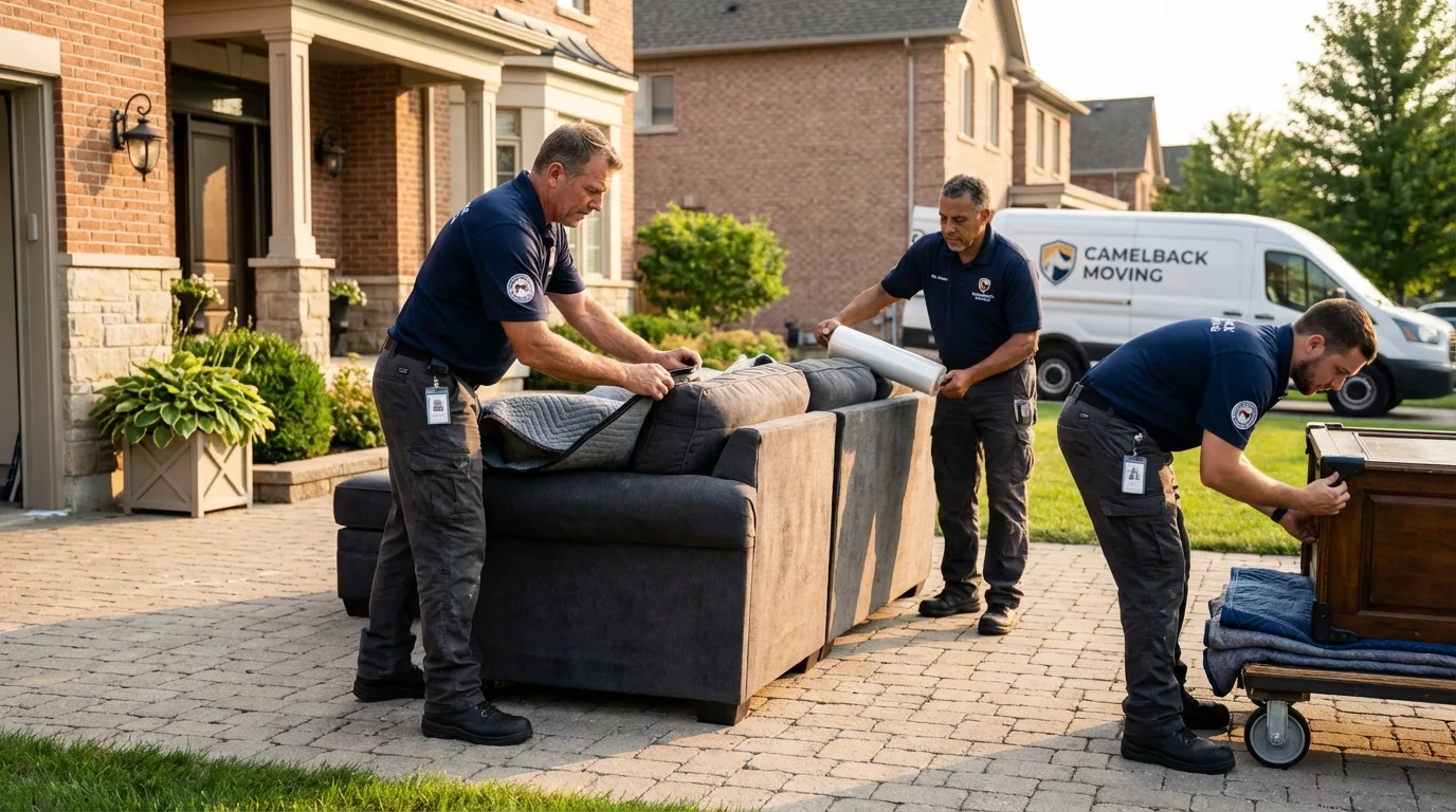 Large estate moving crew wrapping furniture in Richmond, MA